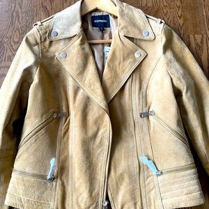Size small Express suede jacket with gold accents.
